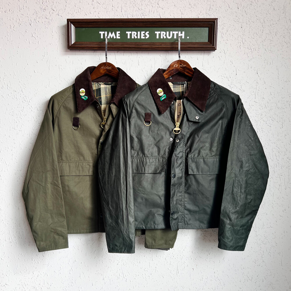 Chaqueta informal para hombre Chaqueta Spey de contorno corto solapa de lona cera al óleo