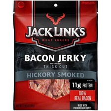 Jack Link's Bacon Jerky, Hickory Smoked, 2.5 oz. Bag Pack of 8