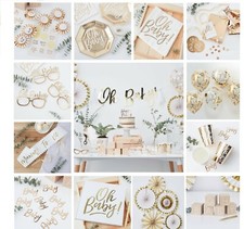 Oh Baby Shower Party Tableware Decoration Gold Foiled Gender Reveal Luxury Cute