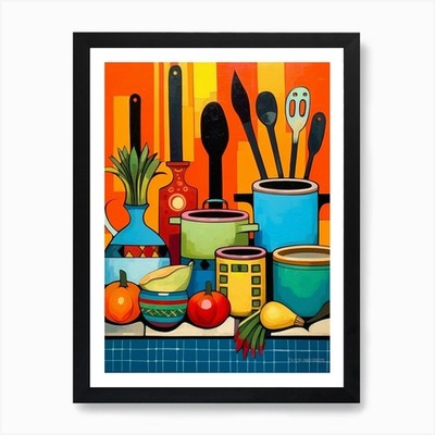 African Cuisine Matisse Inspired Il Framed Wall Art Poster Canvas Print Picture