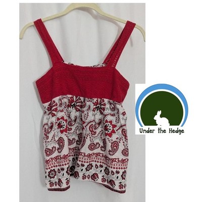 y2k No Boundaries Red Paisley Crochet Babydoll Tank Top Jrs Medium A3 Boho Fairy
