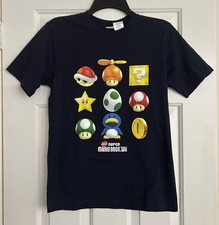 NWT Nintendo Super Mario Bros Wii Boys T-Shirt Blue Items 2011 Size L Brand New