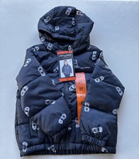 Miles the Label Kids Hooded Puffer Jacket Boys Navy Car Design Size 2T. NWT
