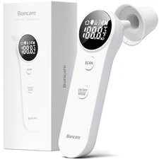 Boncare Ear and Forehead Thermometer, 2X Accuracy Infrared Digital White