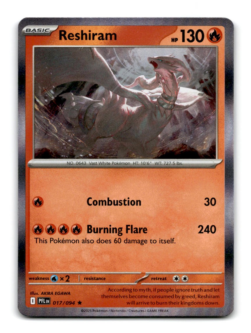 Reshiram 017/094 Phantasmal Flames Pokemon Holo ~A17-357