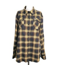 Dixxon Gold Standard Plaid Flannel Pearl Snap Button Up Shirt Tan Black XL