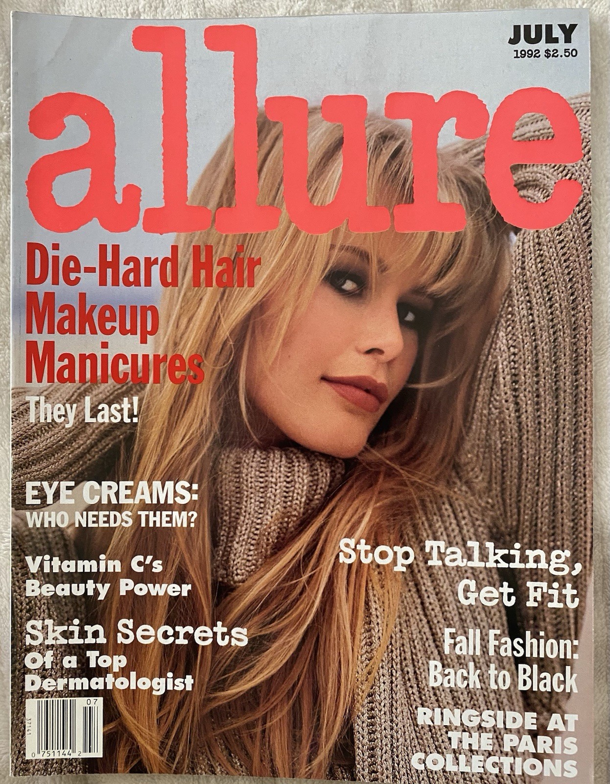 Excellent vintage 1992 allure, july, claudia schaffer, 90s style, supermodels