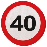 Servietten Verkehrsschild 40, Partydeko
