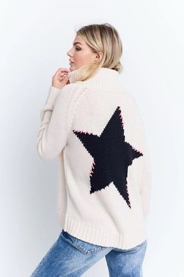 Lisa Todd  Starlight  Cozy Cream Zip Mock Neck Knit Sweater Relaxed Size M