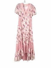 LoveShackFancy Size 8 Pink/White Floral Lace Panel Designer Dress Maxi