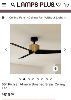 56'' Kichler Almere Brushed Brass Ceiling Fan