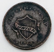 1863 Civil War Token Store Card W.K. Lanphear Metalic Cards 165CY-63a Army Navy on The Hot Collector