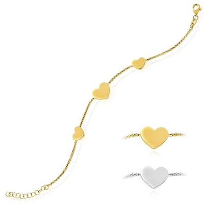 Gelbgold über Sterlingsilber Herz Lariat Station Bettelarmband (massives Lin