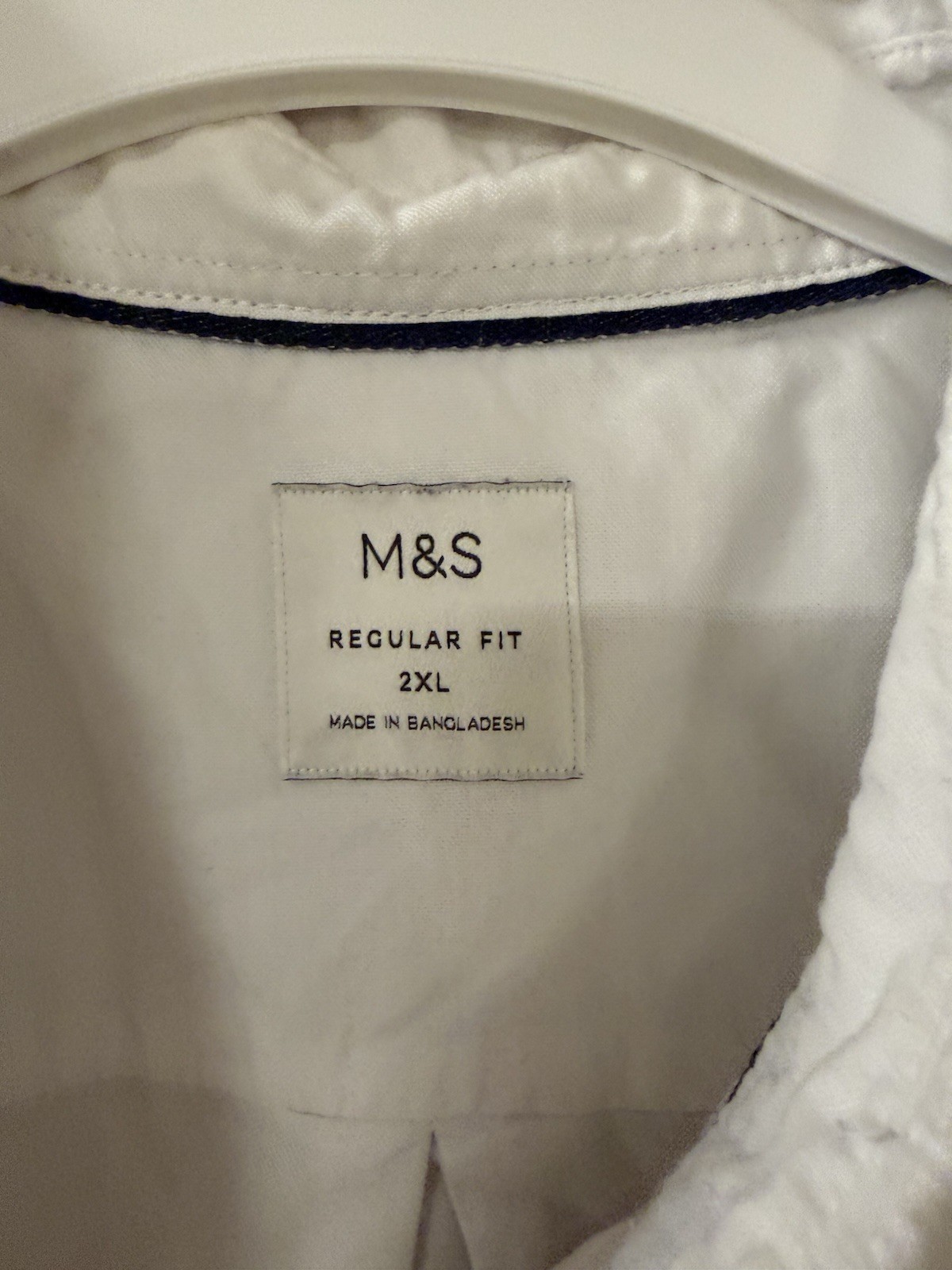 Men’s Marks & Spencer White Shirt Sleeve Shirt 100% Cotton Size 2xl image 3
