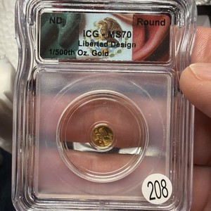 MS70 Gold Coin Mexican Libertad Design 1/500th oz Pure Au ICG Bullion .9999