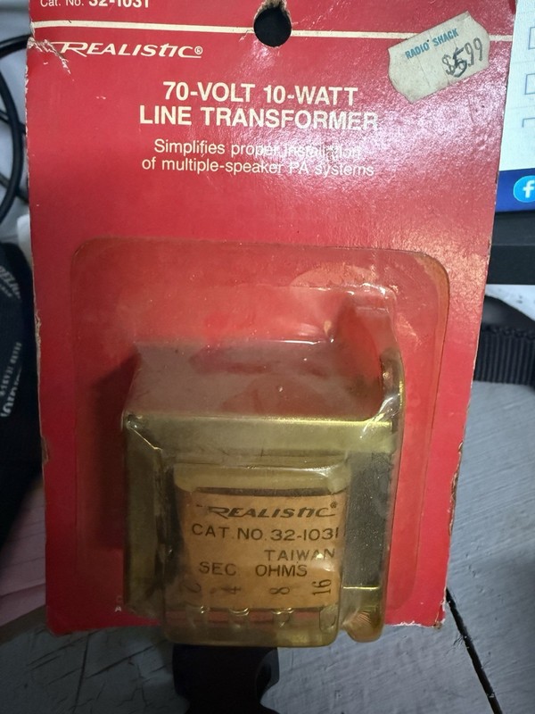 Radio Shack 32-1031 Line Transformer 70 Volt 10 Watt