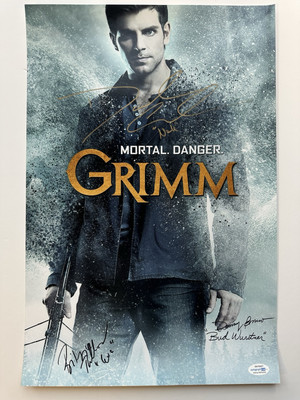 Grimm SIGNIERT David Giuntoli, Bitsie Tulloch +1 AUTOGRAMM 12x18'' Foto ACOA