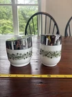 Vintage Gemco Sugar & Creamer Set Green Flowers Crazy Daisy Milk Glass 1970's 47
