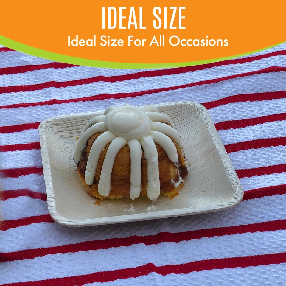 Raj Palm Leaf Plates [100-Pack] 6" Square Plates like Bamboo plates Disposabl... - Image 4 of 4