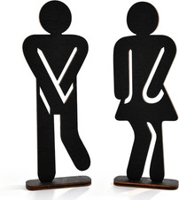 2 Pieces of Bathroom Shelf Decoration Signs Men'S and Women'S Toilet Signs, Simp