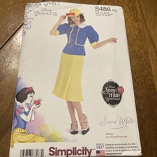 Simplicity Pattern 8486 Ms DISNEY SNOW WHITE Vintage Inspire 2Pc Dress Hat 14-22