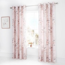 Catherine Lansfield Canterbury Floral 66x72 Inch Lined Eyelet Curtains Two Pane