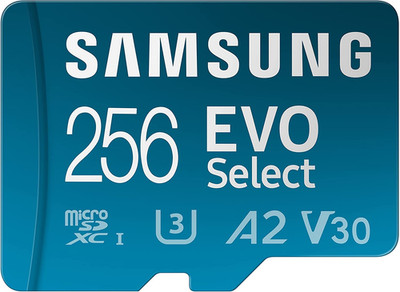 EVO Select Micro Sd-Memory-Card + Adapter, 256GB Microsdxc 130Mb/S Full HD & 4K