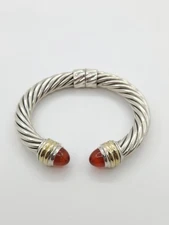 David Yurman Carnelian 14kt Gold And Sterling Silver Cable bracelet
