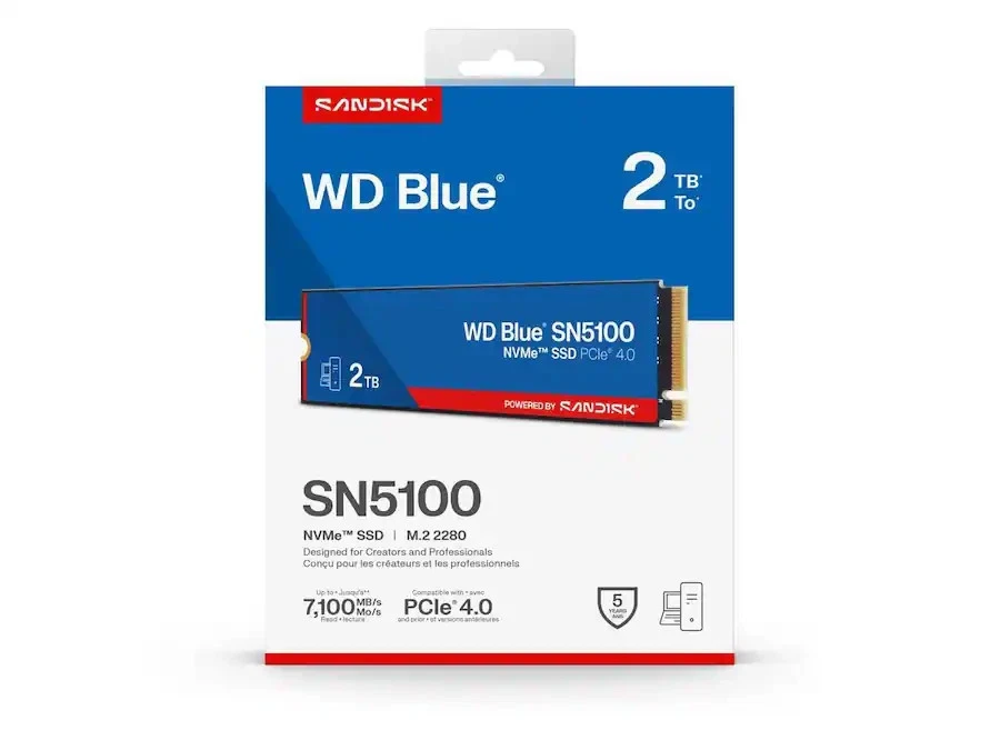SanDisk WD Blue SN5100 M.2 2280 2TB PCIe 4.0 Internal NVMe Solid