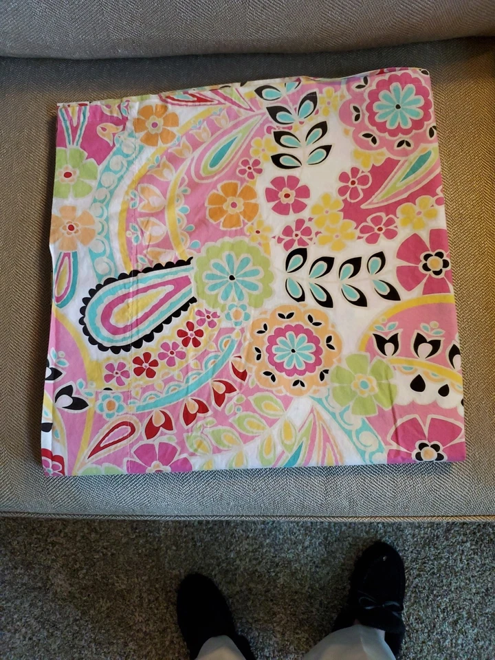 Pottery Barn Teen Shower Curtain Pink Cotton 72x72 Paisley Multicolor One Size  - Image 3 of 4