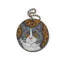 British Shorthair Cat Keychain Hand Painted Bag Charm Zipper Charm