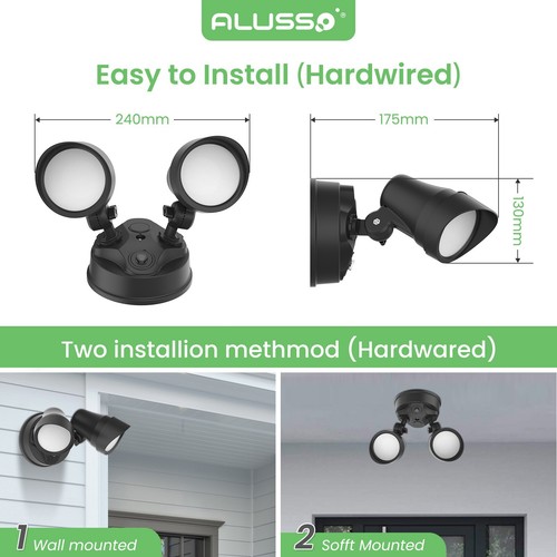 2000lm LED Security Light Motion Sensor / D2D Wall Mounted Outdoor Yard Safety - Picture 26 of 28