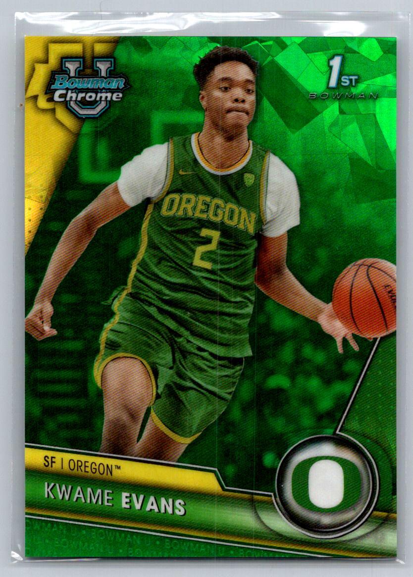 2023-24 Bowman University Chrome #66 Kwame Evans Green Refractor