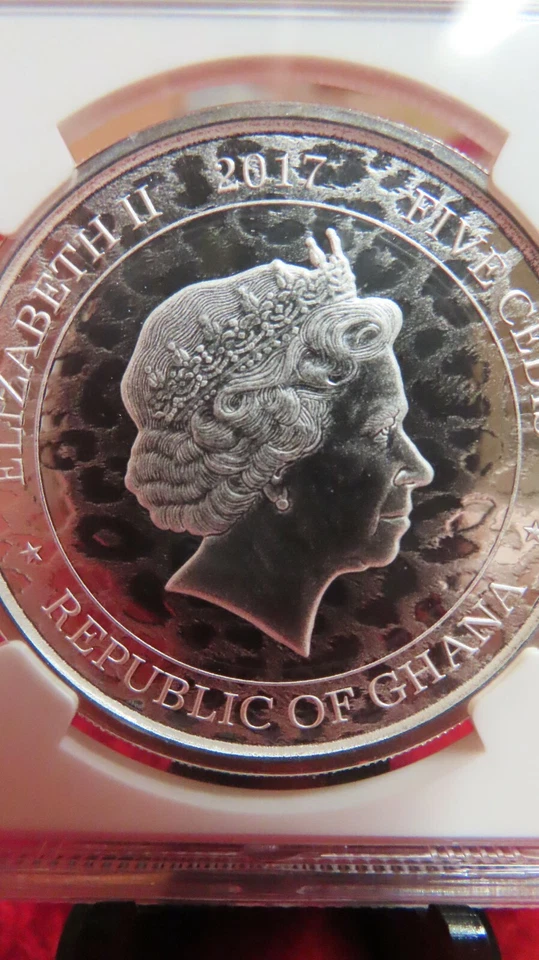 2017 GHANA African Leopard ANIMALS .999 Silver 5 Cedis Coin NGC MS70 African - Image 3 of 4