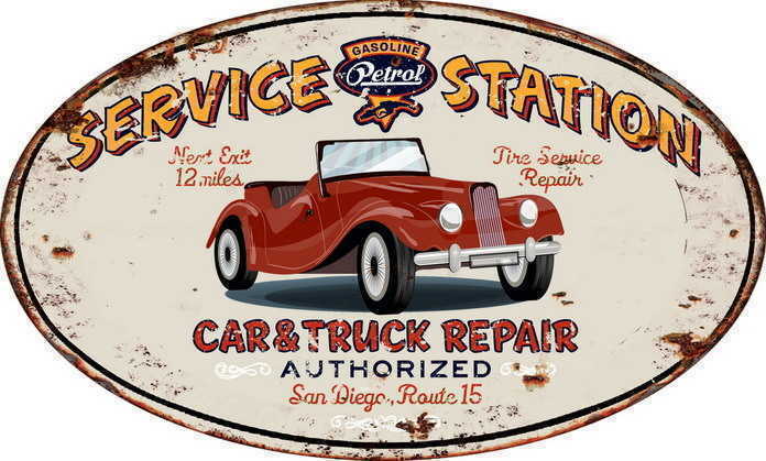 Targa in metallo service station vintage riproduzione delle targhe USA anni '60
