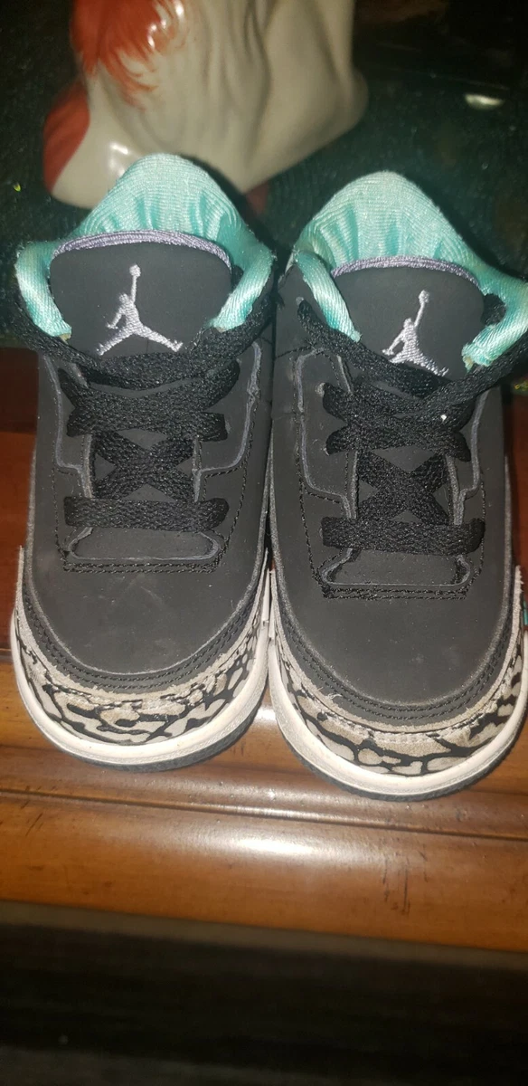 Nike Air Jordan 3 Retro GT Black Turquoise Mint Green Cement 654964 045 Size 5C