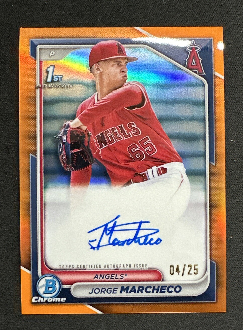 2024 BOWMAN CHROME ORANGE REFRACTOR AUTOGRAPH JORGE MARCHECO AUTO /25 #CPA-JMH