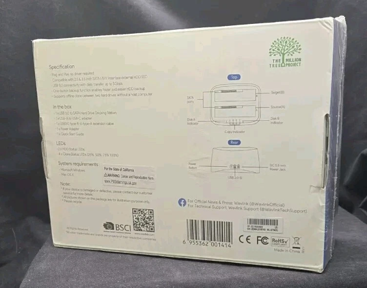 NEW WAVLINK USB 3.0 DUAL BAY DOCKING STATION - 2.5 & 3.5 HDD SSD - WL-ST342U - Image 3 of 4