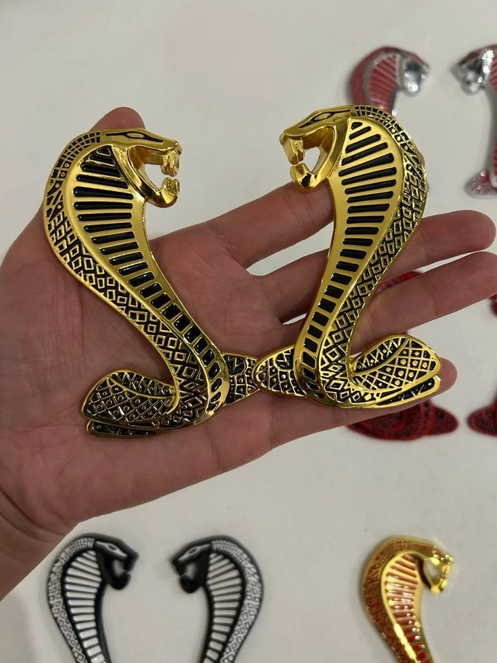 Metal Cobra Snake Dash Shelby Guardabarros Rejilla Emblemas Insignia Ford Mustang 3.75 pulgadas Foto 4 de 4