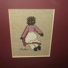 Robin Rowe Limited Ed Framed Print Sketch & Cross Stitch Rag Dolls in Wagon — photo 3