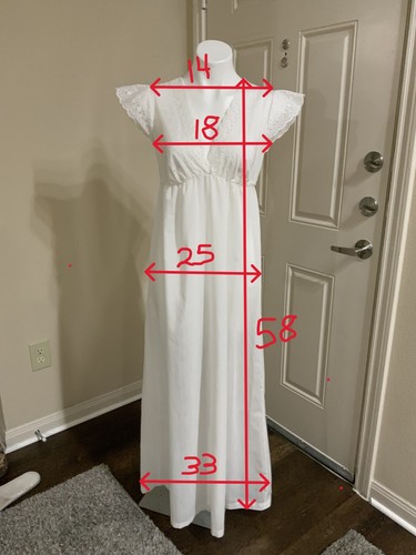 VTG. MISS ELAINE LONG NIGHTGOWN & ROBE WHITE w/ LACE - Picture 15 of 22