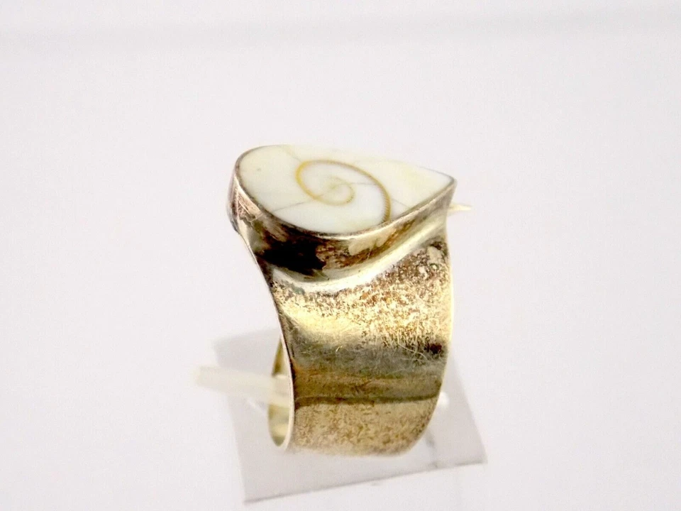 Anillo de plata de ley concha de Shiva hecho artesanalmente 925 talla 7 pesa 5,7 g Foto 4 de 4