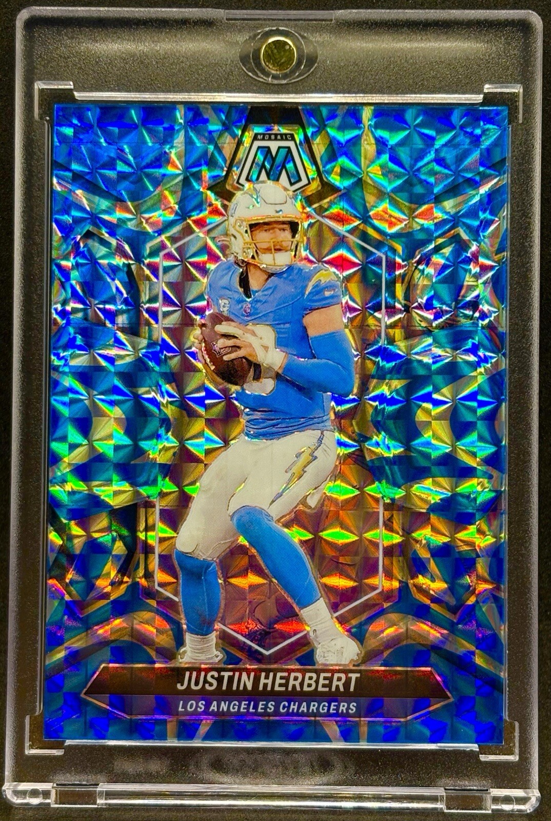 Justin Herbert RARE BLUE REFRACTOR INVESTMENT CARD  PANINI CHARGERS  MINT