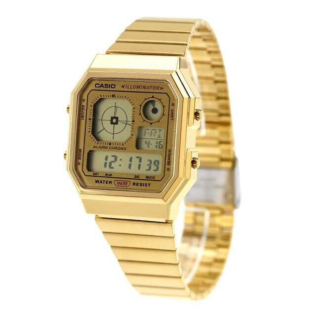 Casio A130WEG-9A Vintage Retro-Futuristic Digital Gold Tone Unisex