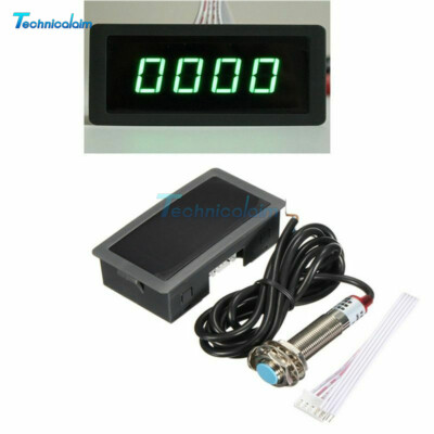 4-Digital LED Tach RPM Speed Meter W/ Hall Proximity Switch Sensor Tachometer