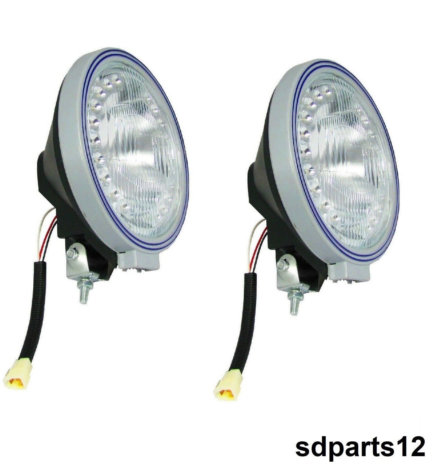 Phares antibrouillard camion 24V optique halogène H1 LED Angel Eyes rond