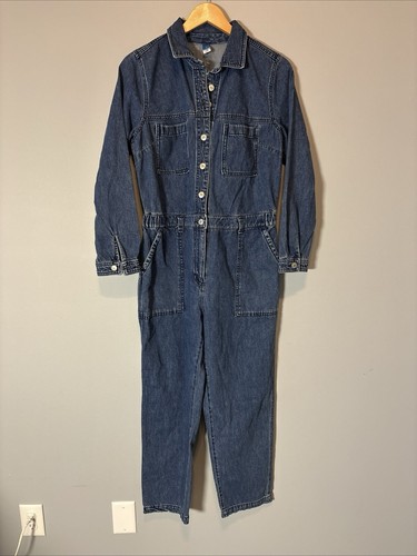 Old Navy Damen Denim Utility Jumpsuit Jeanspullover Strampler Gr. Medium Neu ohne Etikett - Bild 11 von 16