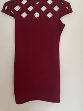 Boohoo Berry Cut Out Neck Bodycon Dress Size 10