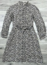 REBECCA TAYLOR Leopard Cheetah Print Silk Long Sleeve Mini Dress Size 6
