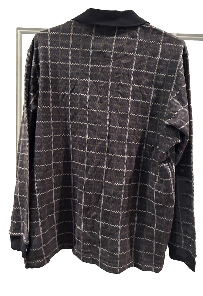 男式套衫针织衬衫交叉 M 码长袖胸部 44 英寸长 28 英寸 — 第 2/2 张图片